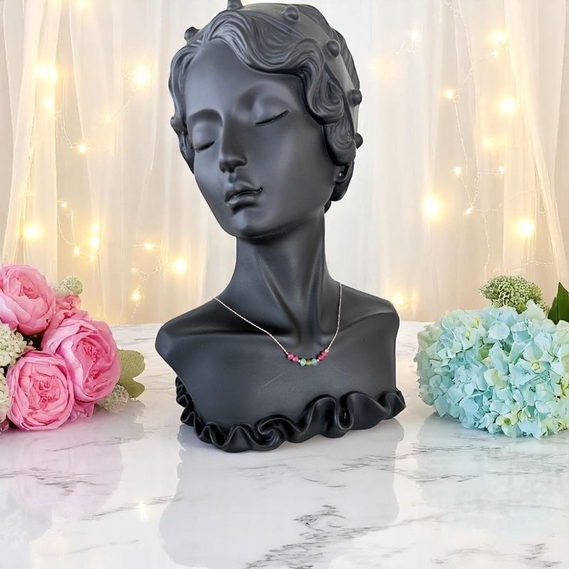 Fashion, accesorii si bijuterii - Femei - Bijuterii femei - Coliere femei - Colier choker turmalina multicolora cu lant argint placat aur roz - Infinity.ro