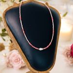 Fashion, accesorii si bijuterii - Femei - Bijuterii femei - Coliere femei - Colier choker handmade Elina din miyuki somon cu Rodocrozit si argint placat cu aur 925 - Infinity.ro