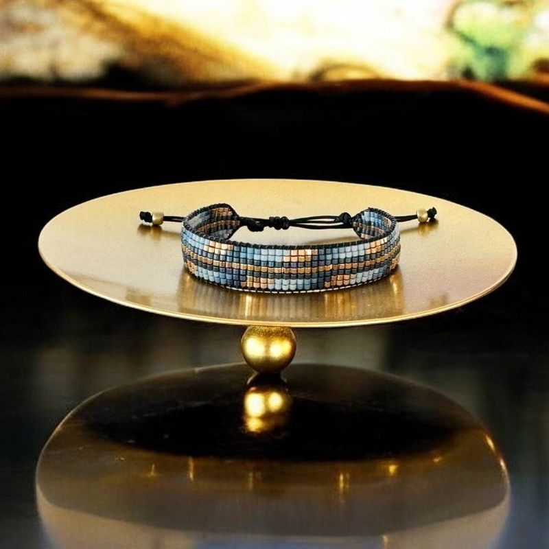 Fashion, accesorii si bijuterii - Femei - Bijuterii femei - Bratari femei - Bratara snur miyuki pentru femei, Jouri in nuante metalice de gri si auriu - Infinity.ro