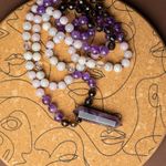 Fashion, accesorii si bijuterii - Femei - Bijuterii femei - Coliere femei - Tanay, Colier Mala 108 cu varf dublu de Ametist si margele de Kunzit, Smoky Quartz si Cuart transparent - Infinity.ro