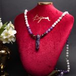 Fashion, accesorii si bijuterii - Femei - Bijuterii femei - Coliere femei - Tanay, Colier Mala 108 cu varf dublu de Ametist si margele de Kunzit, Smoky Quartz si Cuart transparent - Infinity.ro