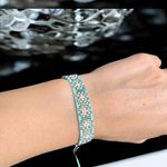 Fashion, accesorii si bijuterii - Femei - Bijuterii femei - Bratari femei - Bratara dama eleganta Yara din margele Miyuki turcoaz impletita pe snur - Infinity.ro