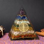 Casa si Gradina - Decoratiuni - Obiecte decorative - Accesorii decorative - Piramida energetica orgonica Zaina, din pietre semipretioase 7 Chakre cu Simbol Floarea Vietii - Infinity.ro