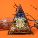 Casa si Gradina - Decoratiuni - Obiecte decorative - Accesorii decorative - Piramida energetica orgonica Zaina, din pietre semipretioase 7 Chakre cu Simbol Floarea Vietii - Infinity.ro