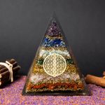 Casa si Gradina - Decoratiuni - Obiecte decorative - Accesorii decorative - Piramida energetica orgonica Zaina, din pietre semipretioase 7 Chakre cu Simbol Floarea Vietii - Infinity.ro