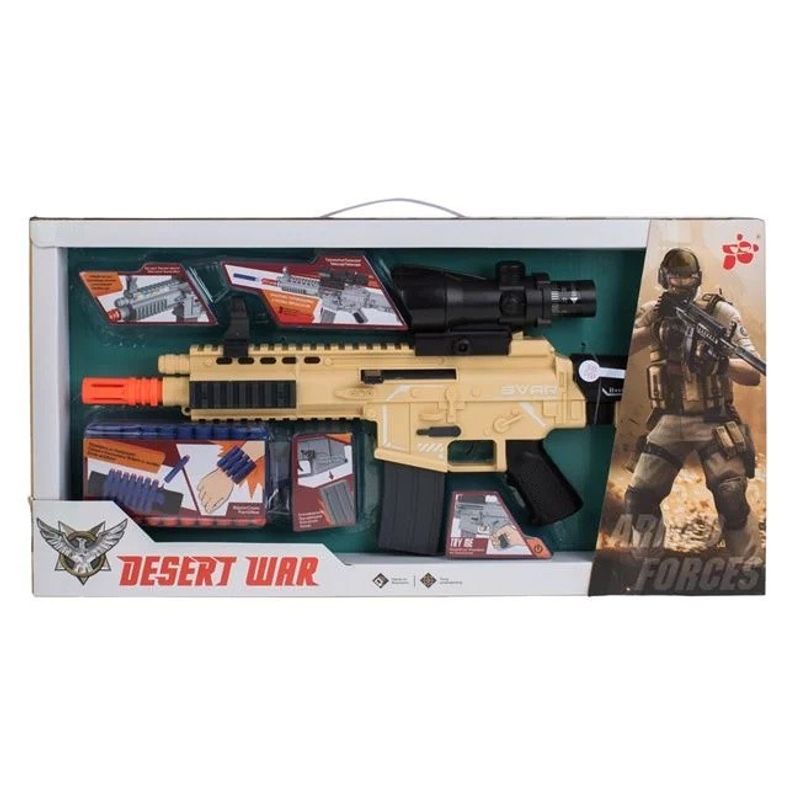 Jucarii, Copii si Bebe - Jucarii si jocuri - Jucarii de rol - Arme de jucarie - Jucarie arma tip mitraliera, cu sunete si lumina, 7 accesorii de lupta incluse - Infinity.ro