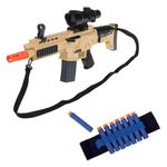 Jucarii, Copii si Bebe - Jucarii si jocuri - Jucarii de rol - Arme de jucarie - Jucarie arma tip mitraliera, cu sunete si lumina, 7 accesorii de lupta incluse - Infinity.ro