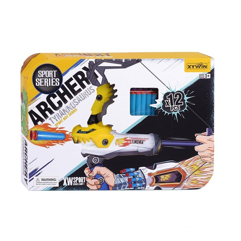 Jucarii, Copii si Bebe - Jucarii si jocuri - Jucarii de rol - Arme de jucarie - Set cu arbaleta, tinta si 12 gloante moi, pentru copii de 3 ani+, albastru-galben - Infinity.ro