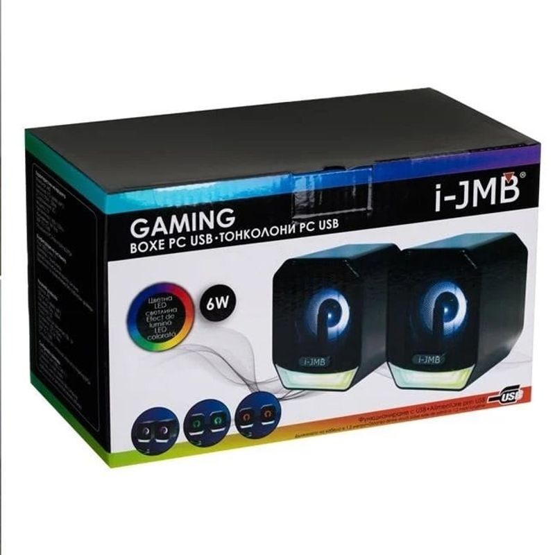 PC, gaming si accesorii - Periferice PC - Boxe PC - Boxe Gaming 6W, USB si RGB, Lumini LED, 1.2m, negru - Infinity.ro