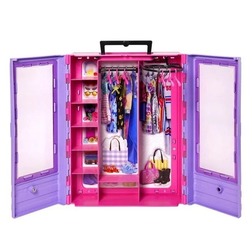 Jucarii, Copii si Bebe - Jucarii si jocuri - Papusi si accesorii - Casute de papusi si mobilier - Set Barbie Fashion dulap cu haine incluse - Mattel - Infinity.ro