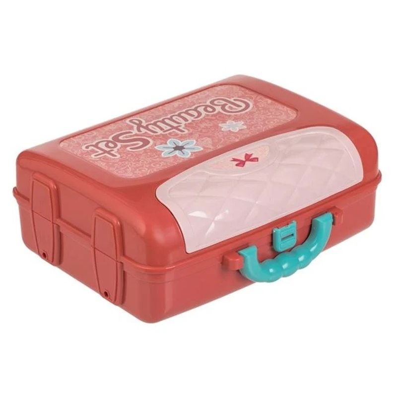 Jucarii, Copii si Bebe - Jucarii si jocuri - Jucarii de rol - Frumusete, bijuterii si accesorii fetite - Valiza cutie de bijuterii cu oglinda si accesorii, include 14 piese, 26x10x20cm, roz-verde - Infinity.ro