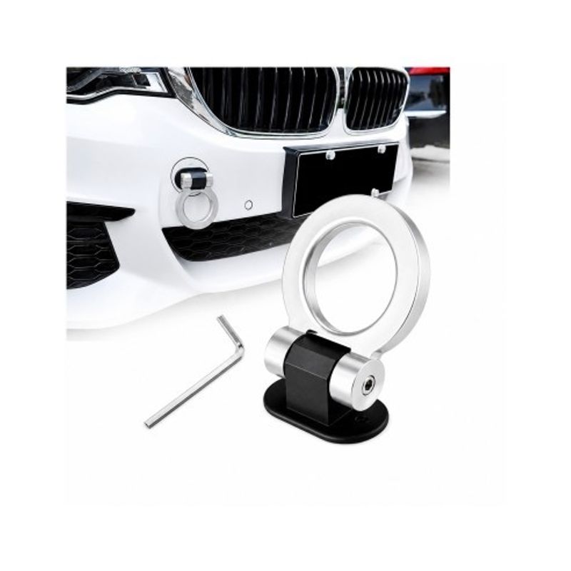 Auto si Moto - Piese auto si accesorii - Caroserie - Ornamente exterior auto - Ornament Racing Carlig Remorcare ce se Monteaza pe Baza, Argintiu - Infinity.ro