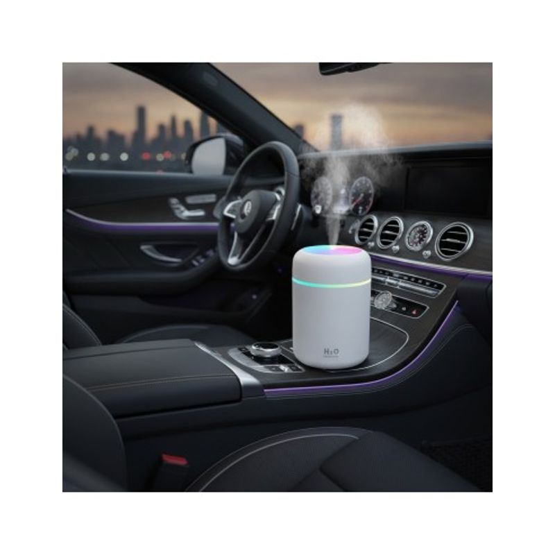 Casa si Gradina - Decoratiuni - Aromaterapie si lumanari - Difuzoare aromaterapie - Difuzor Odorizant si Umidificator aer, Casa /Birou/Auto, 300ml, iluminare led, Alb - Infinity.ro