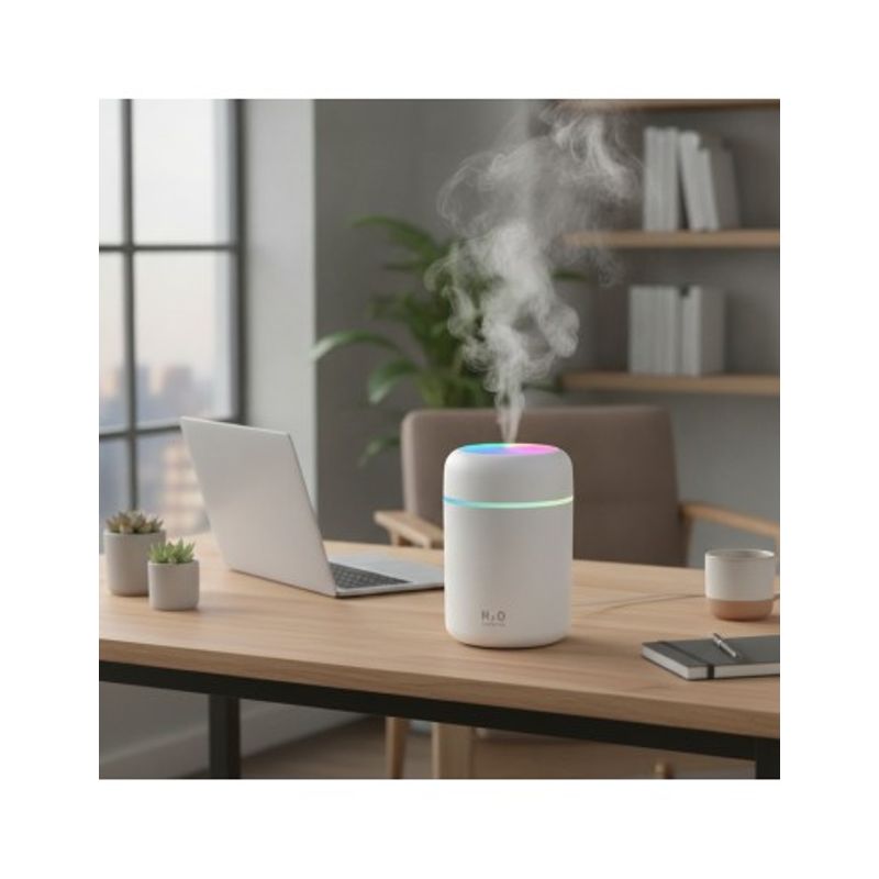 Casa si Gradina - Decoratiuni - Aromaterapie si lumanari - Difuzoare aromaterapie - Difuzor Odorizant si Umidificator aer, Casa /Birou/Auto, 300ml, iluminare led, Alb - Infinity.ro
