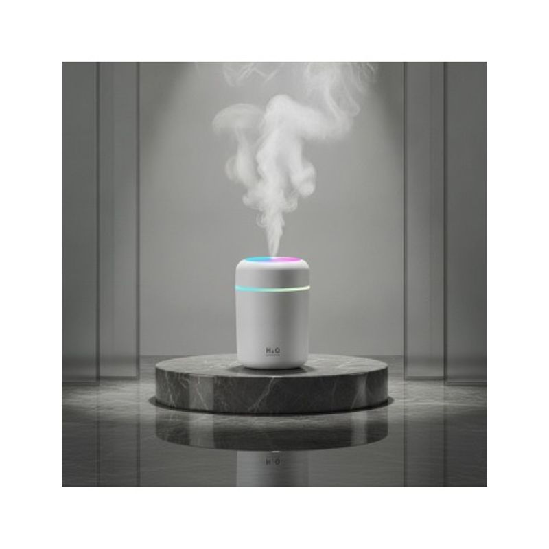 Casa si Gradina - Decoratiuni - Aromaterapie si lumanari - Difuzoare aromaterapie - Difuzor Odorizant si Umidificator aer, Casa /Birou/Auto, 300ml, iluminare led, Alb - Infinity.ro