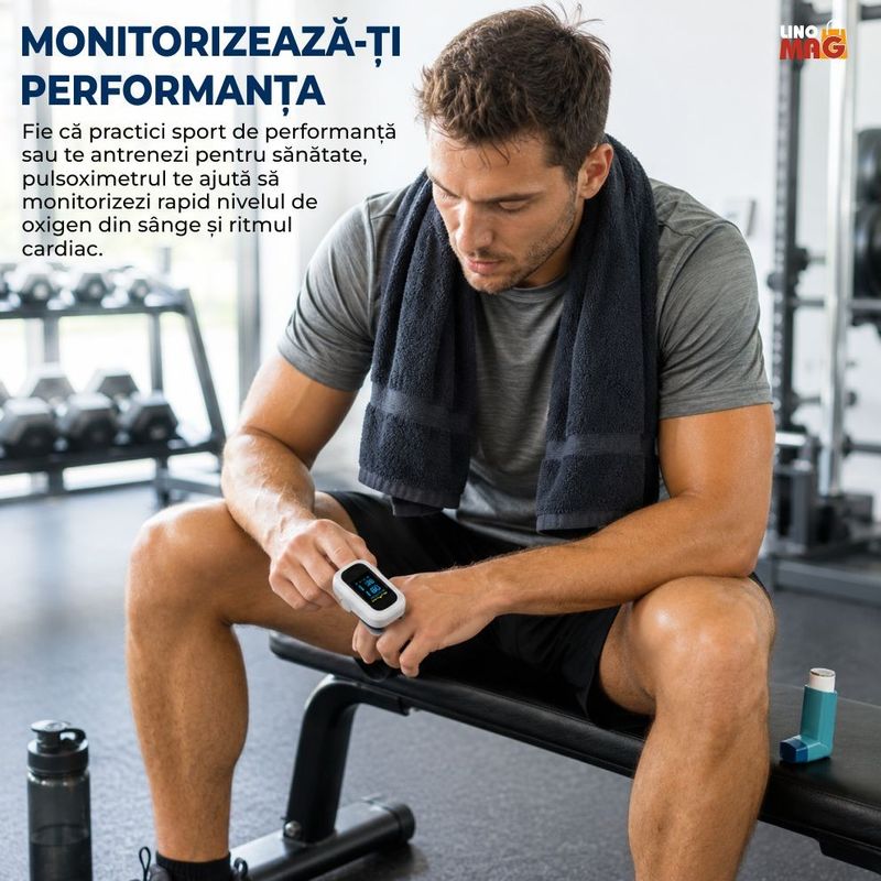 Ingrijire personala si Cosmetice - Sanatate si wellness - Aparate medicale - Pulsoximetre - Pulsoximetru Digital Linomag® pentru Deget, Ecran OLED, Masurare SpO2 si Puls, Oprire Automata, Alb/Gri - Infinity.ro