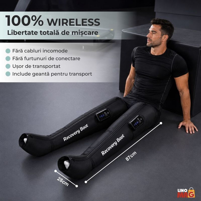 Ingrijire personala si Cosmetice - Sanatate si wellness - Articole wellness - Aparate si dispozitive de masaj - Aparat Masaj Picioare Wireless Linomag® cu Compresie Aer, 11 Intensitati, 3 Moduri, Recuperare Musculara - Infinity.ro