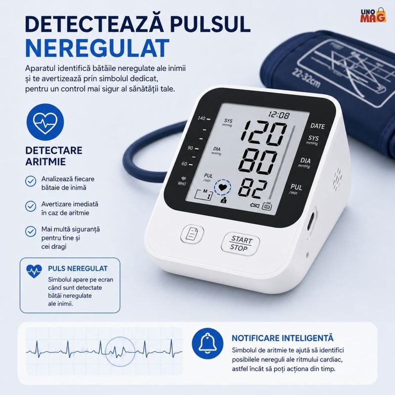 Ingrijire personala si Cosmetice - Sanatate si wellness - Aparate medicale - Tensiometre - Tensiometru de Brat Automat Linomag®, LCD, 2 Utilizatori, Memorie 2x99, USB-C, Detectare Puls, Alb - Infinity.ro