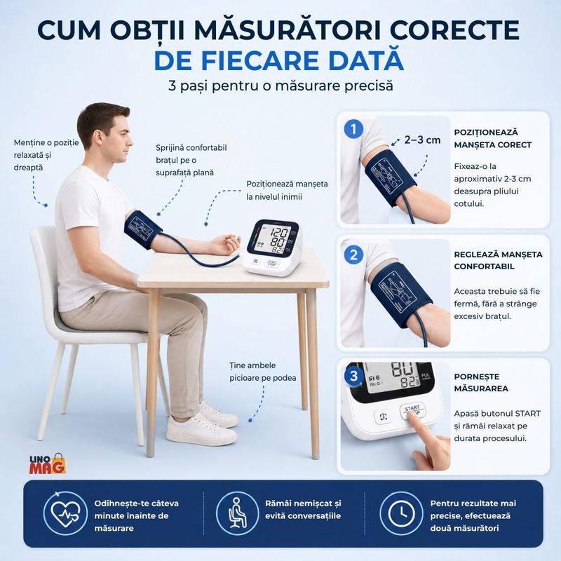 Ingrijire personala si Cosmetice - Sanatate si wellness - Aparate medicale - Tensiometre - Tensiometru de Brat Automat Linomag®, LCD, 2 Utilizatori, Memorie 2x99, USB-C, Detectare Puls, Alb - Infinity.ro