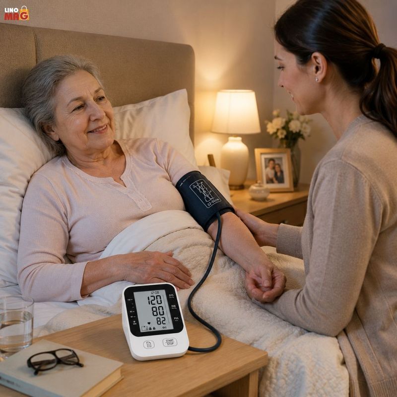 Ingrijire personala si Cosmetice - Sanatate si wellness - Aparate medicale - Tensiometre - Tensiometru de Brat Automat Linomag®, LCD, 2 Utilizatori, Memorie 2x99, USB-C, Detectare Puls, Alb - Infinity.ro