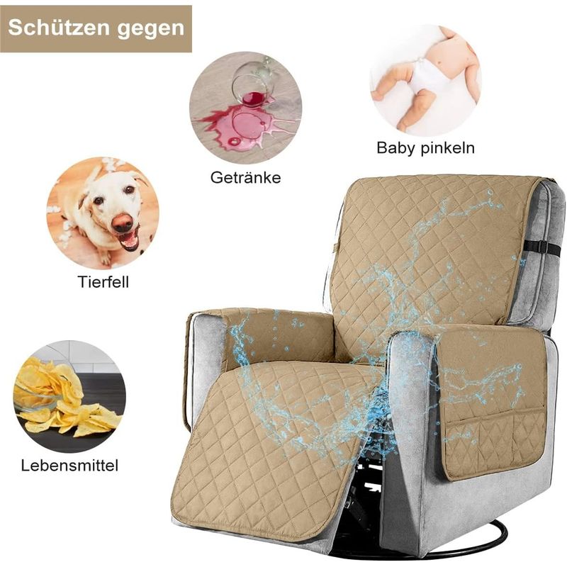 Casa si Gradina - Textile si covoare - Huse pentru mobilier - Husa crem pentru fotoliu, cu protectie cotiere, moale, lavabila, 68.6x63,5x55.9 cm - Infinity.ro