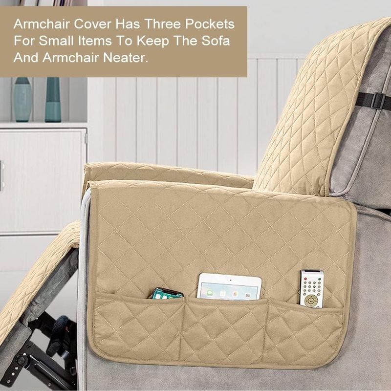 Casa si Gradina - Textile si covoare - Huse pentru mobilier - Husa crem pentru fotoliu, cu protectie cotiere, moale, lavabila, 68.6x63,5x55.9 cm - Infinity.ro
