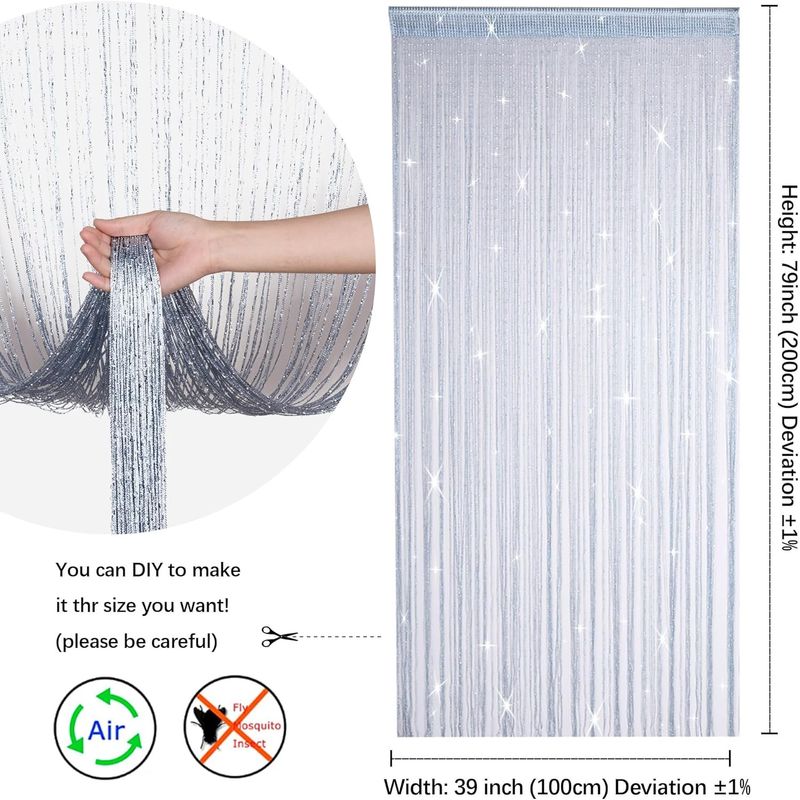 Casa si Gradina - Textile si covoare - Perdele si draperii - Perdele - Perdele decorative fasii gri pentru cadrul usii 100v200 cm, set 2 bucati - Infinity.ro