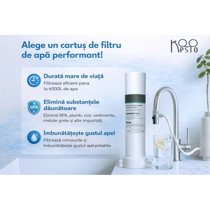 Casa si Gradina - Sanitare - Instalatii hidro - Sisteme filtrare instalatii - Cartus filtru apa Koopsio F8, Compatibil cu Filtru de Apa F8 cu 5 Etape de Filtrare - Infinity.ro