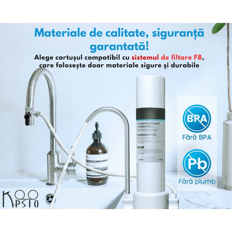 Casa si Gradina - Sanitare - Instalatii hidro - Sisteme filtrare instalatii - Cartus filtru apa Koopsio F8, Compatibil cu Filtru de Apa F8 cu 5 Etape de Filtrare - Infinity.ro