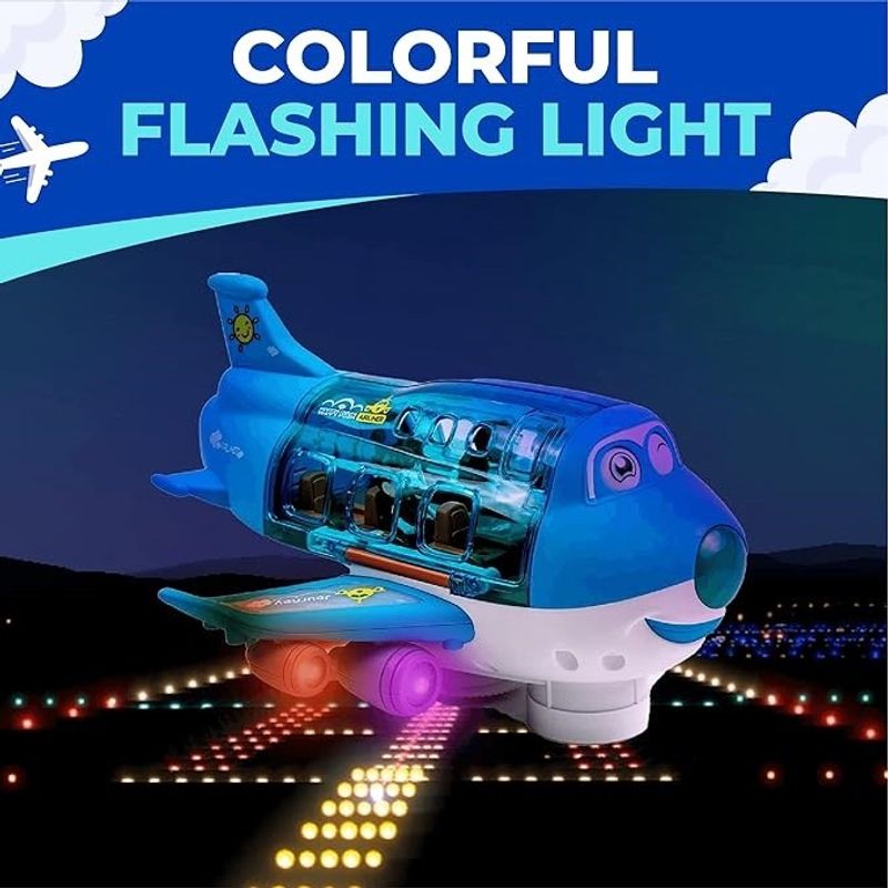 Jucarii, Copii si Bebe - Jucarii si jocuri - Jucarii bebelusi - Jucarii interactive bebelusi - Jucarie interactiva, Avion cu pasageri cu lumini si sunete culoare bleu - Infinity.ro