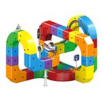 Jucarii, Copii si Bebe - Jucarii si jocuri - Vehicule si jucarii cu telecomanda - Trenulete de jucarie - Set trenulet electric Klick Rail cu pista flexibila magnetica 3D si constructie modulara pentru copii - Infinity.ro