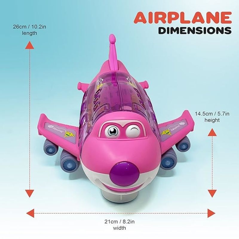 Jucarii, Copii si Bebe - Jucarii si jocuri - Vehicule si jucarii cu telecomanda - Elicoptere, avioane si nave de jucarie - Jucarie interactiva, Avion cu pasageri cu lumini si sunete culoare roz - Infinity.ro