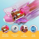 Jucarii, Copii si Bebe - Jucarii si jocuri - Vehicule si jucarii cu telecomanda - Elicoptere, avioane si nave de jucarie - Jucarie interactiva, Avion cu pasageri cu lumini si sunete culoare roz - Infinity.ro