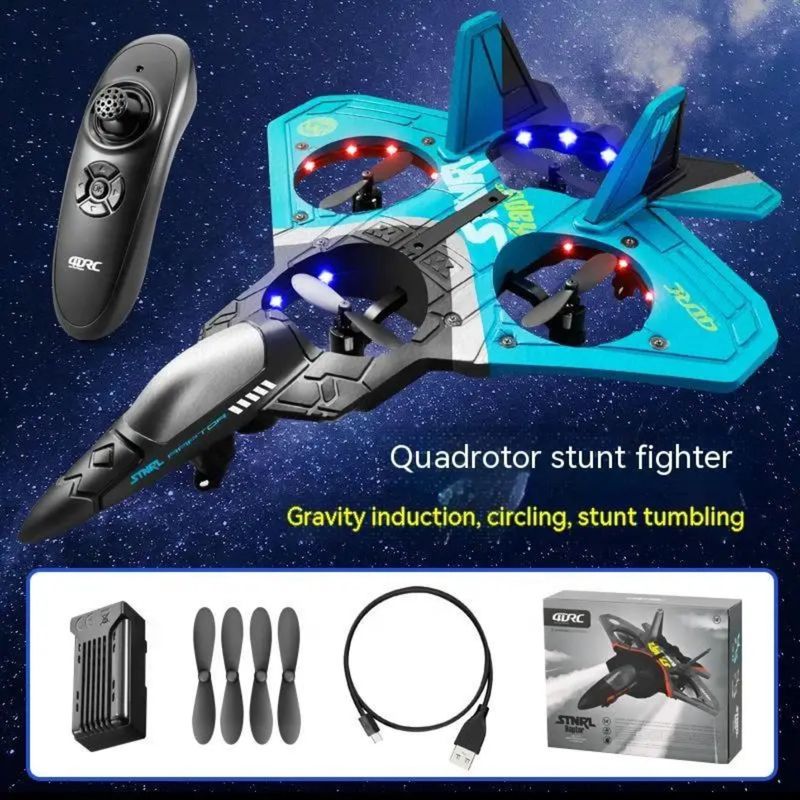 Jucarii, Copii si Bebe - Jucarii si jocuri - Vehicule si jucarii cu telecomanda - Elicoptere, avioane si nave de jucarie - Avion RC pentru copii cu telecomanda, V17 culoare bleu - Infinity.ro