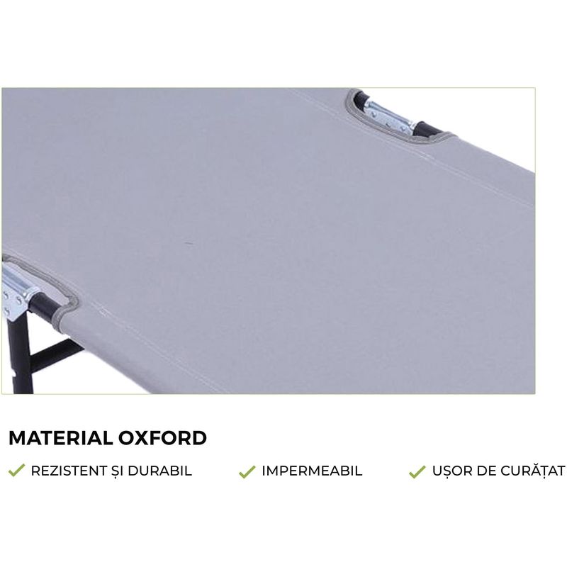 Casa si Gradina - Gradina si terasa - Mobilier exterior - Scaune si sezlonguri gradina - Sezlong pliabil Heinner cu parasolar, dimensiuni 186X55X24 cm, gri - Infinity.ro