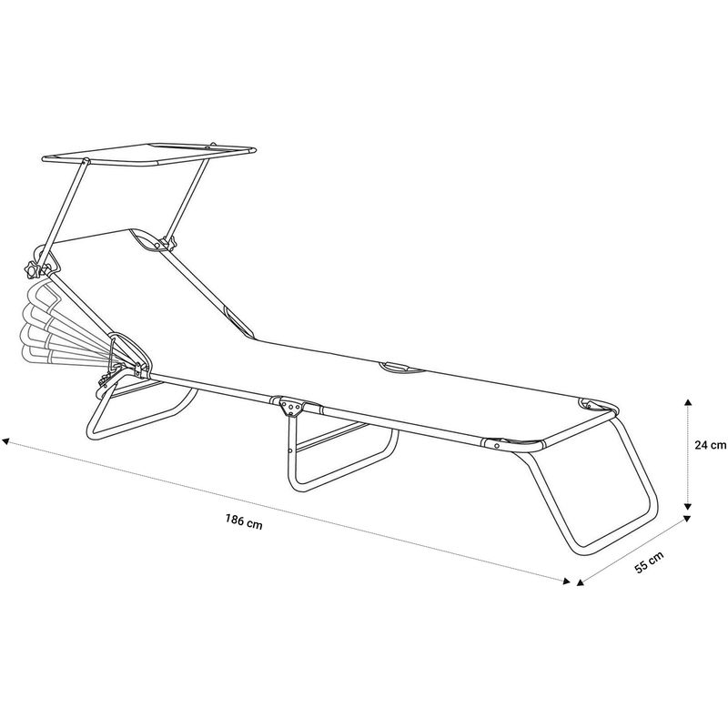Casa si Gradina - Gradina si terasa - Mobilier exterior - Scaune si sezlonguri gradina - Sezlong pliabil Heinner cu parasolar, dimensiuni 186X55X24 cm, gri - Infinity.ro