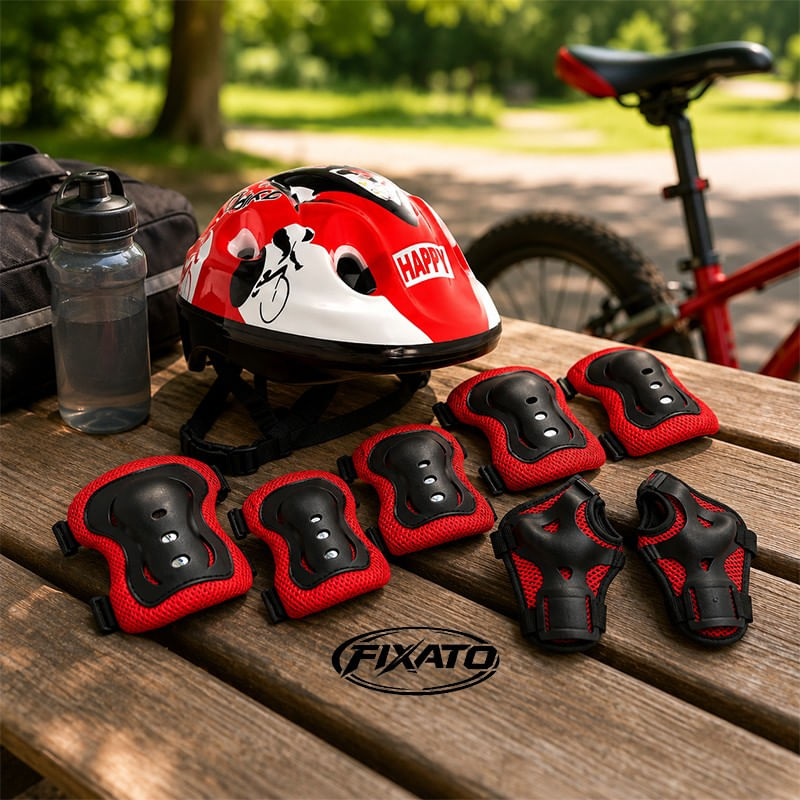 Sport si Outdoor - Echipament Sportiv - Accesorii echipament sportiv - Casti de protectie - Set Protectie pentru Copii, Casca 7 in 1 pentru 3-14 ani, Genunchiere, Cotiere, Aparatori Incheieturi, Rosu - Infinity.ro
