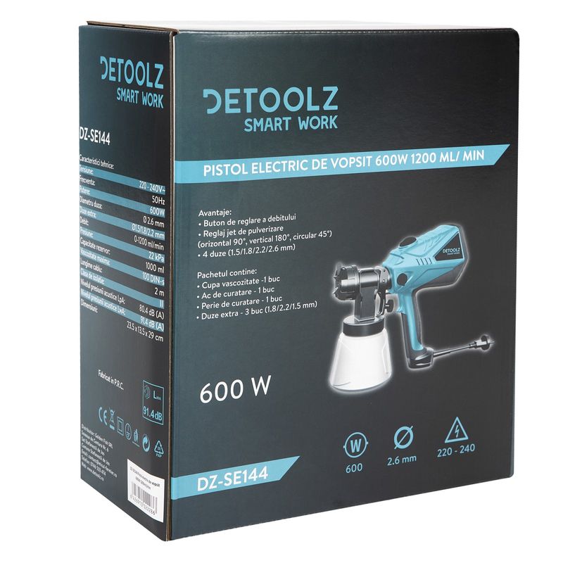 Casa si Gradina - Constructii - Vopsea si tencuieli - Unelte de vopsit si tencuit - Pistol electric de vopsit 600W 1200 ml/min - Infinity.ro