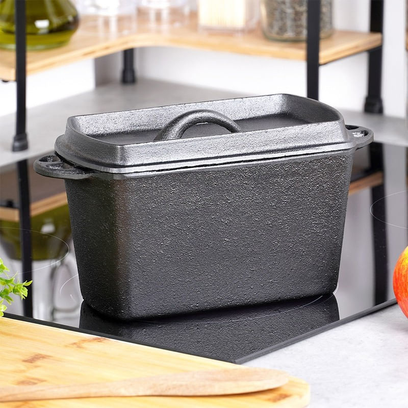 Casa si Gradina - Bucatarie si vesela - Vase pentru gatit - Oale si cratite - Forma de paine din fonta cu capac, 27 cm, 2 l - Infinity.ro