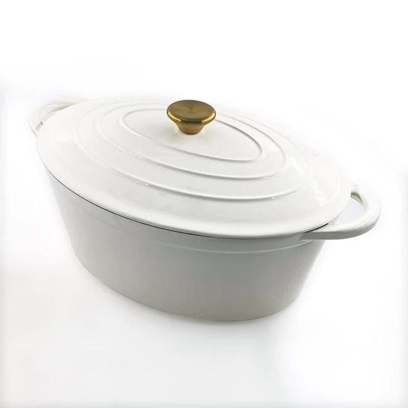 Casa si Gradina - Bucatarie si vesela - Vase pentru gatit - Oale si cratite - Vas oval pentru rata din fonta emailata, 30 cm, 4,2 l, albs - Infinity.ro