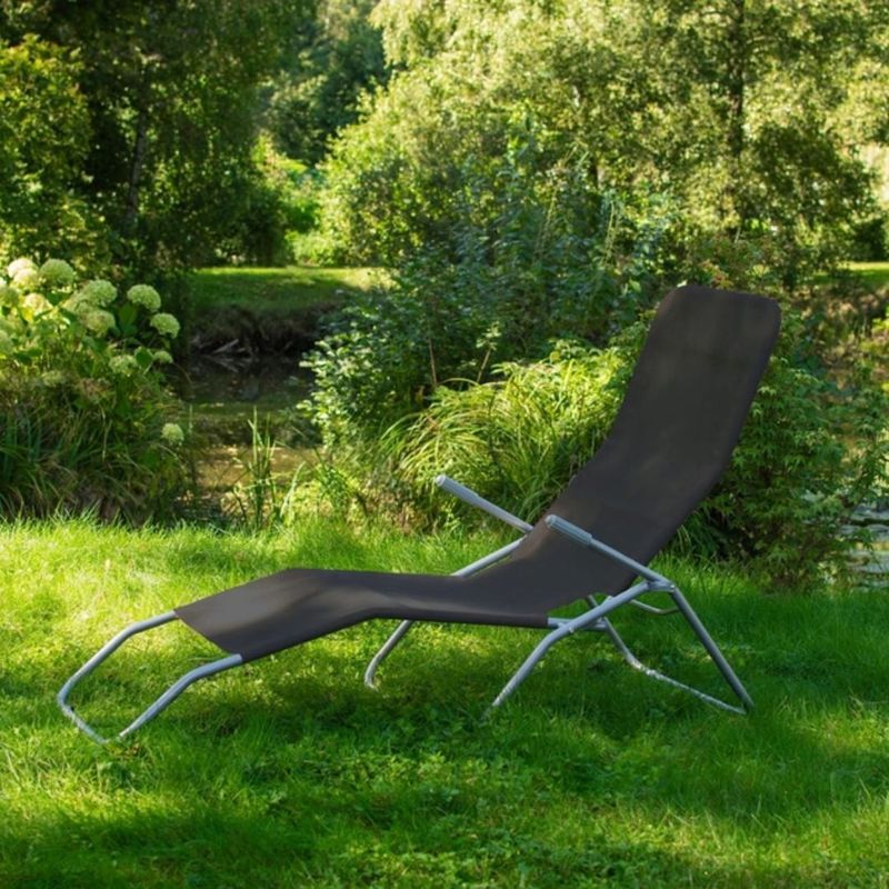 Casa si Gradina - Mobilier - Scaune si fotolii - Scaune - Sezlong pliabil SLOTH, Jumi, pentru gradina, terasa sau plaja, negru/gri - Infinity.ro