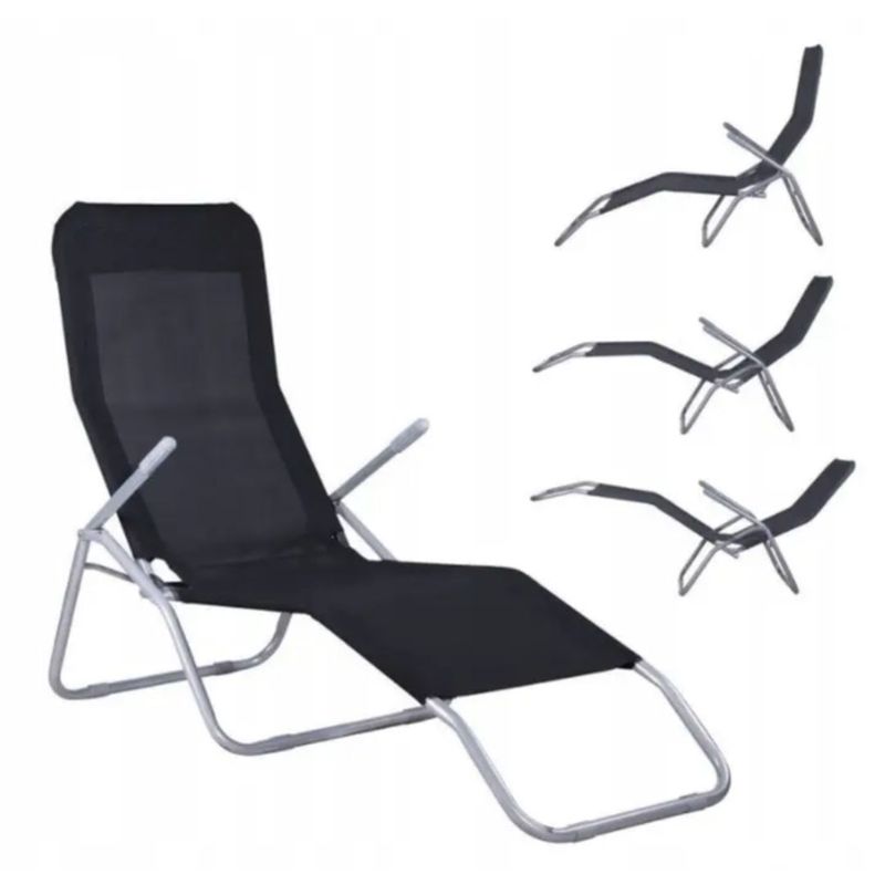 Casa si Gradina - Mobilier - Scaune si fotolii - Scaune - Sezlong pliabil SLOTH, Jumi, pentru gradina, terasa sau plaja, negru/gri - Infinity.ro