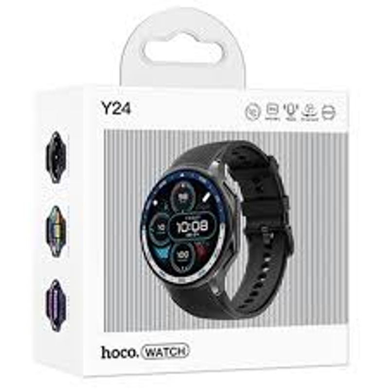 Laptop, Telefoane si Tablete - Wearables si gadgeturi - Wearables - Smartwatch-uri - Smartwatch Hoco Y24 Amoled – Apeluri Bluetooth – Negru impermeabil IP67 - Infinity.ro