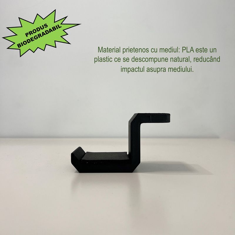 PC, gaming si accesorii - Periferice PC - Periferice Diverse - Suport casti sub birou, Primdere cu suruburi, Negru, imprimat 3D din PLA - Infinity.ro