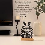 Casa si Gradina - Decoratiuni - Decoratiuni de sezon - Decoratiune de Paste, Happy Easter, Eco-friendly, Baza din Lemn Natural, Negru, 22.5 cm - Infinity.ro