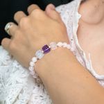 Fashion, accesorii si bijuterii - Femei - Bijuterii femei - Bratari femei - Bratara pentru femei Sipra, din cristale de Cuart Roz de madagascar si Ametist cu accesorii din argint 925 - Infinity.ro