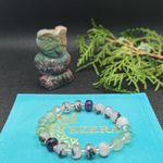 Fashion, accesorii si bijuterii - Femei - Bijuterii femei - Bratari femei - Bratara cristale femei Leonora, cu pietre semipretioase de Fluorit si Cuart Rutilat, magele fatetate de 6mm - Infinity.ro