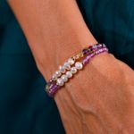 Fashion, accesorii si bijuterii - Femei - Bijuterii femei - Bratari femei - Bratara prieteniei Natya din cristale de Ametist si Perle Naturale - Infinity.ro