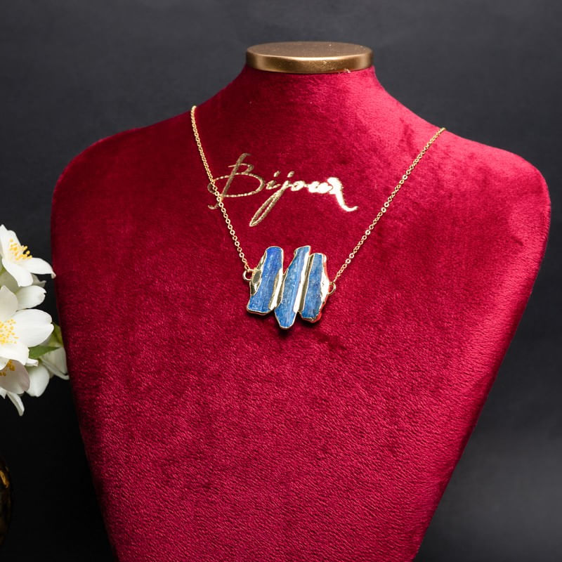 Fashion, accesorii si bijuterii - Femei - Bijuterii femei - Coliere femei - Lant cu Pandantiv cristale Kyanit, Saloni, placat cu aur de 18K - Infinity.ro