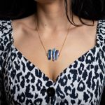 Fashion, accesorii si bijuterii - Femei - Bijuterii femei - Coliere femei - Lant cu Pandantiv cristale Kyanit, Saloni, placat cu aur de 18K - Infinity.ro